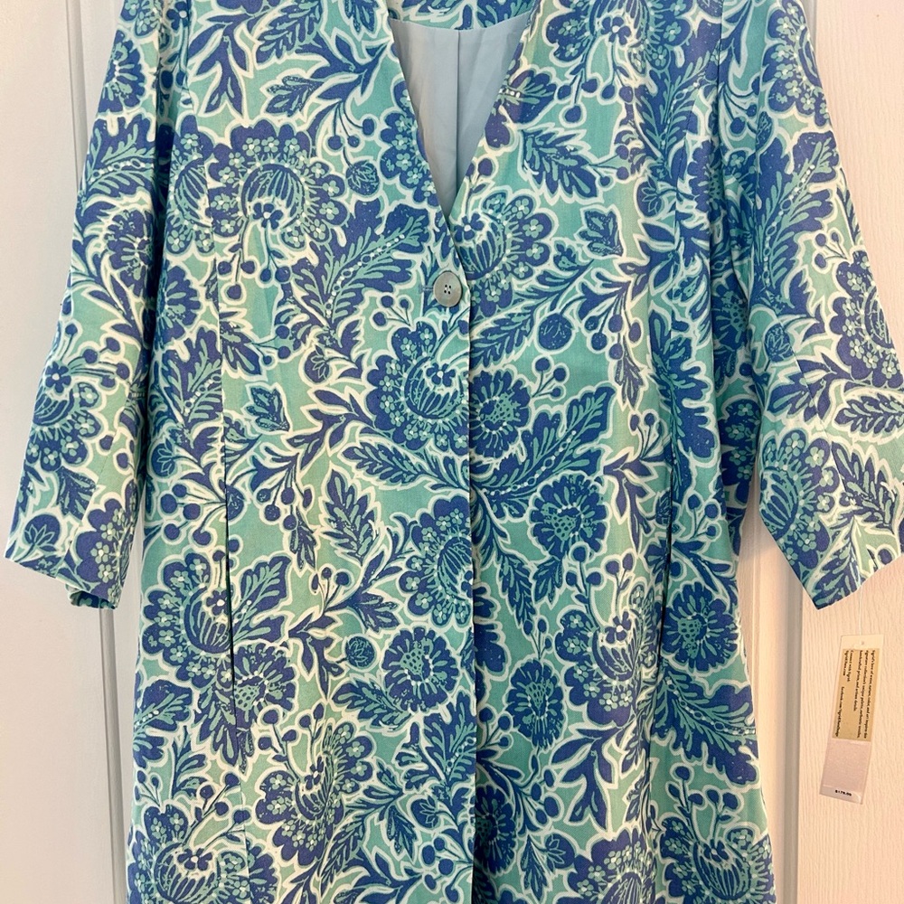 Sigrid Olsen Signature Tunic Jacket Island Flower 3/4 Sleeve size Medium - Picture 4 of 10